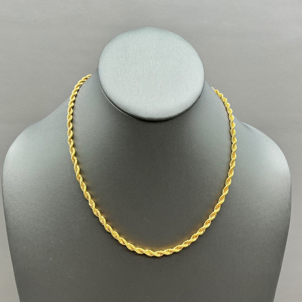 Rope Chain Necklace Women Gold Tone Twisted Link Classic Jewelry 17 Inch 9612